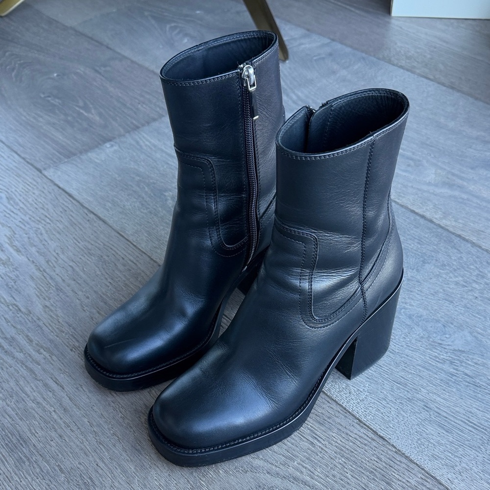 Dior Black Heeled Leather Boots